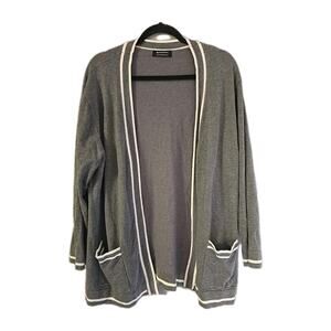 Bloomchic Gray Open Front Pockets Preppy Cardigan Sweater Womans Size 14-16